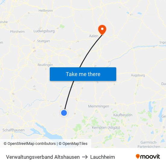 Verwaltungsverband Altshausen to Lauchheim map