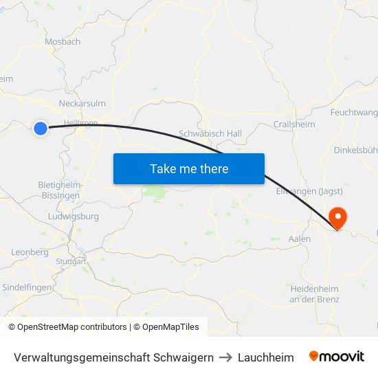 Verwaltungsgemeinschaft Schwaigern to Lauchheim map