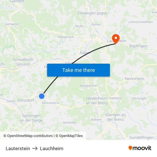 Lauterstein to Lauchheim map