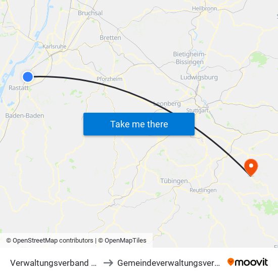 Verwaltungsverband Durmersheim to Gemeindeverwaltungsverband Lenningen map