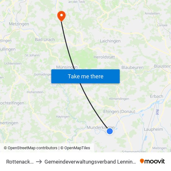 Rottenacker to Gemeindeverwaltungsverband Lenningen map