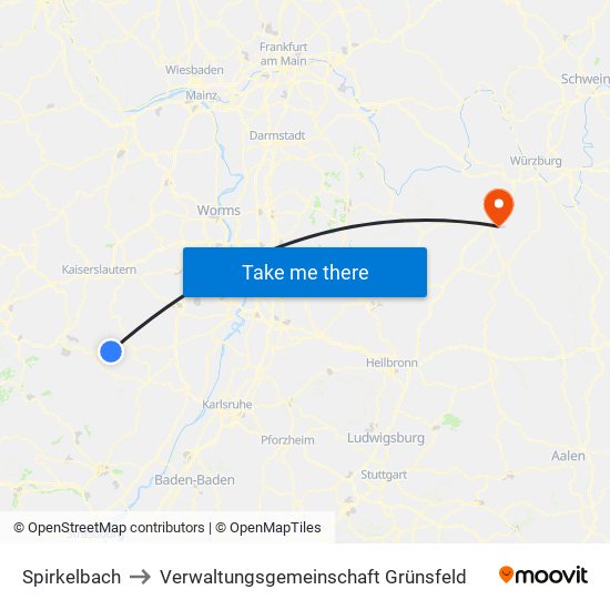 Spirkelbach to Verwaltungsgemeinschaft Grünsfeld map