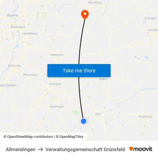 Allmendingen to Verwaltungsgemeinschaft Grünsfeld map