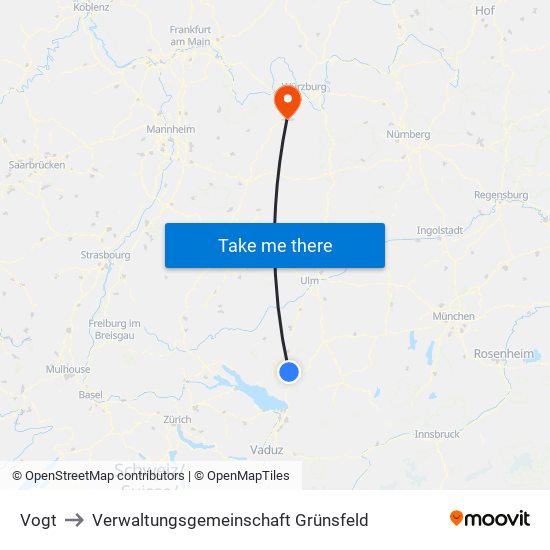 Vogt to Verwaltungsgemeinschaft Grünsfeld map