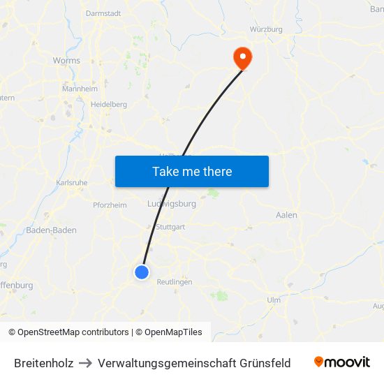 Breitenholz to Verwaltungsgemeinschaft Grünsfeld map