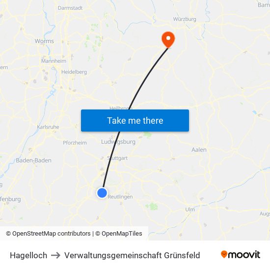 Hagelloch to Verwaltungsgemeinschaft Grünsfeld map