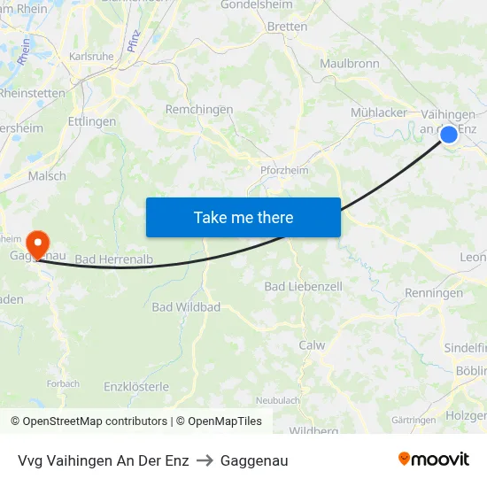 Vvg Vaihingen An Der Enz to Gaggenau map