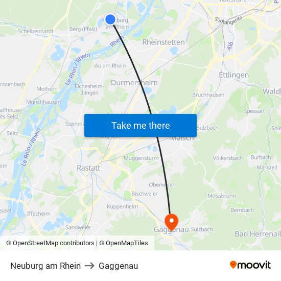 Neuburg am Rhein to Gaggenau map
