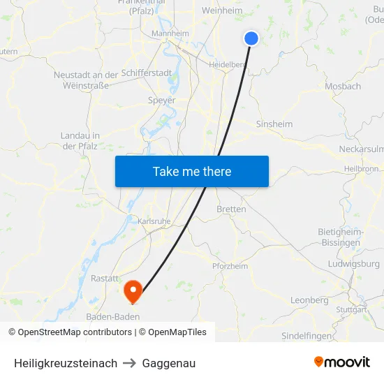 Heiligkreuzsteinach to Gaggenau map