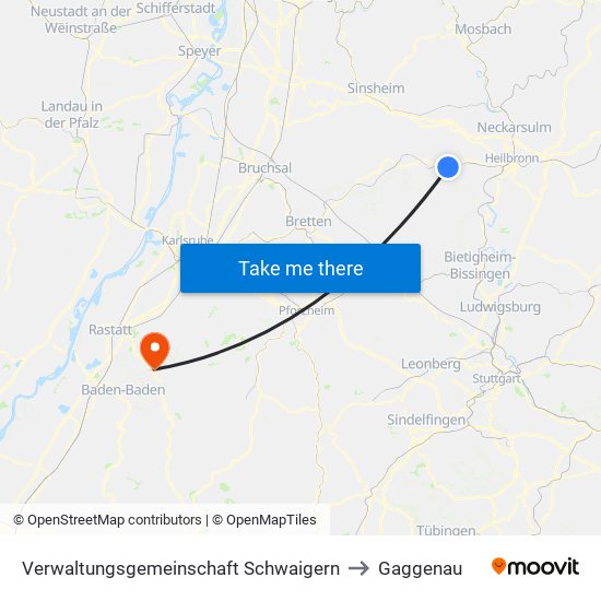 Verwaltungsgemeinschaft Schwaigern to Gaggenau map