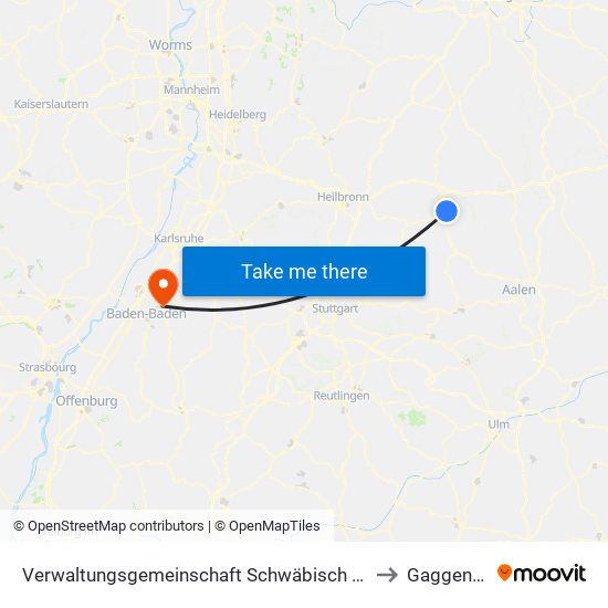 Verwaltungsgemeinschaft Schwäbisch Hall to Gaggenau map