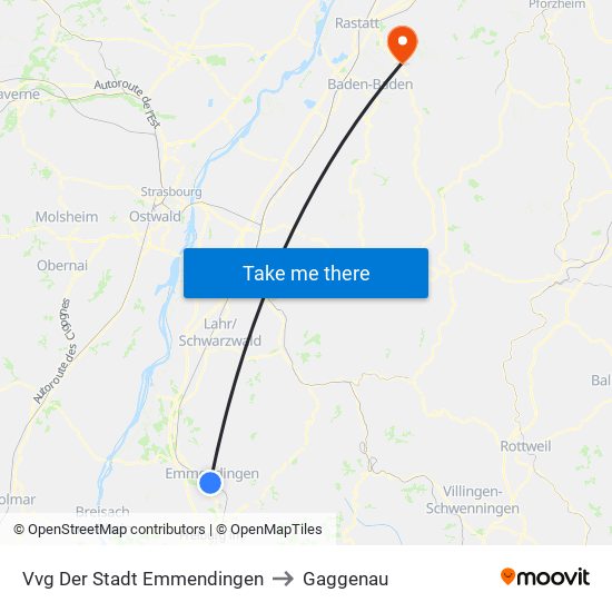Vvg Der Stadt Emmendingen to Gaggenau map