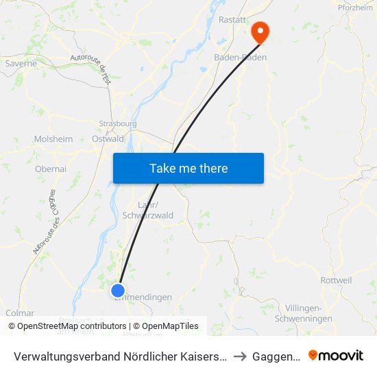 Verwaltungsverband Nördlicher Kaiserstuhl to Gaggenau map