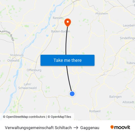 Verwaltungsgemeinschaft Schiltach to Gaggenau map