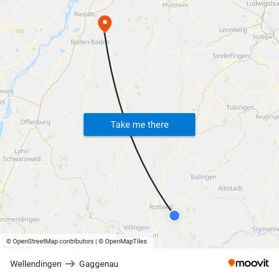 Wellendingen to Gaggenau map