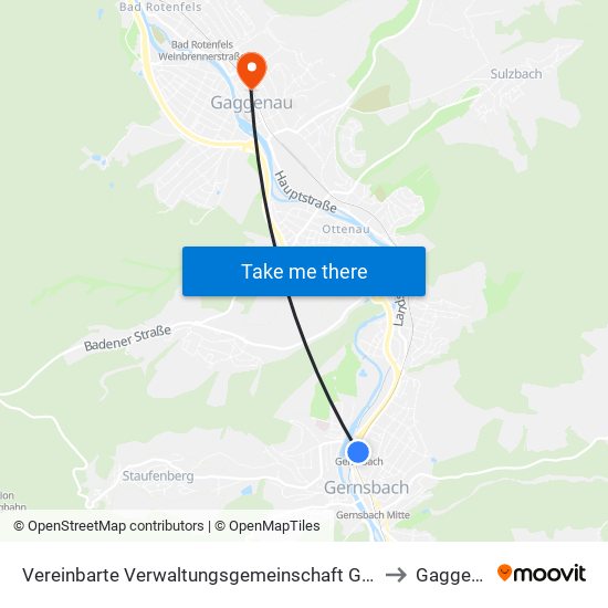 Vereinbarte Verwaltungsgemeinschaft Gernsbach to Gaggenau map