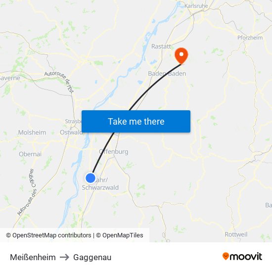 Meißenheim to Gaggenau map