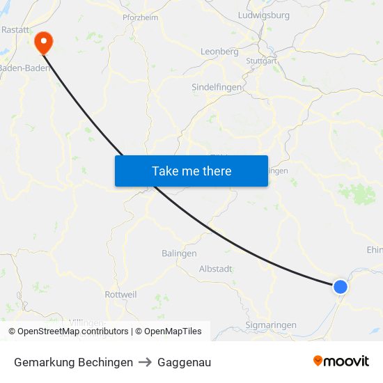Gemarkung Bechingen to Gaggenau map