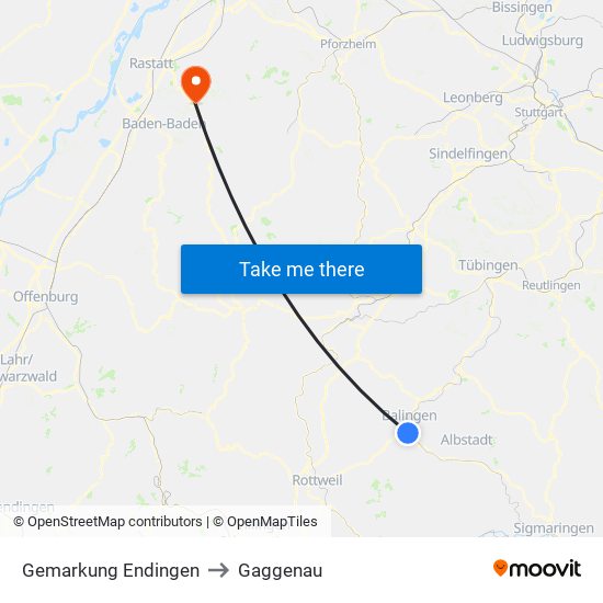 Gemarkung Endingen to Gaggenau map