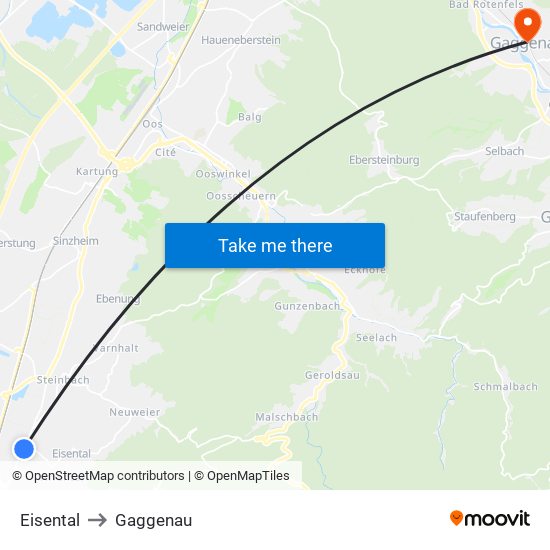 Eisental to Gaggenau map