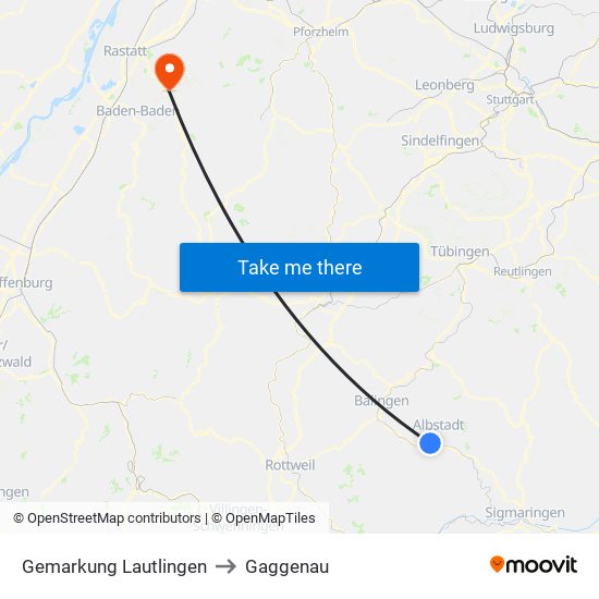 Gemarkung Lautlingen to Gaggenau map