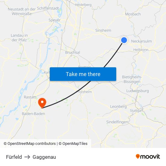 Fürfeld to Gaggenau map