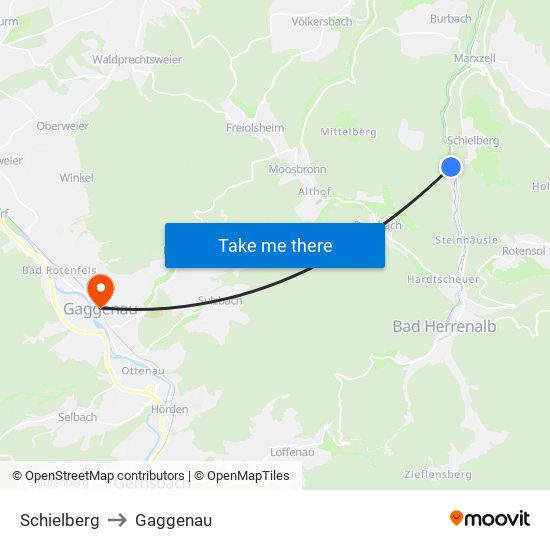 Schielberg to Gaggenau map