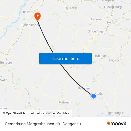 Gemarkung Margrethausen to Gaggenau map