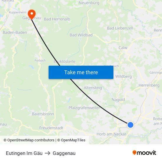 Eutingen Im Gäu to Gaggenau map