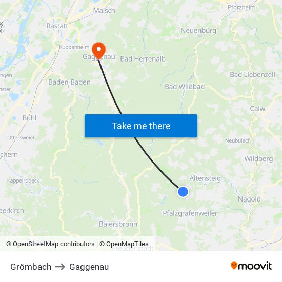 Grömbach to Gaggenau map