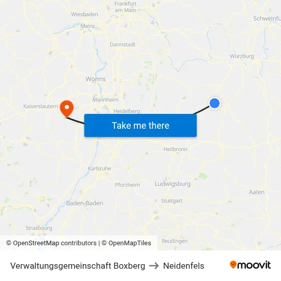 Verwaltungsgemeinschaft Boxberg to Neidenfels map