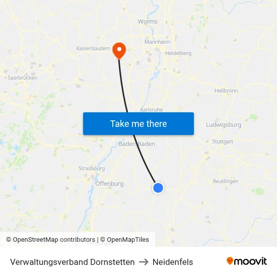 Verwaltungsverband Dornstetten to Neidenfels map