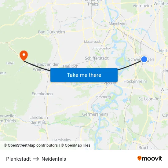 Plankstadt to Neidenfels map