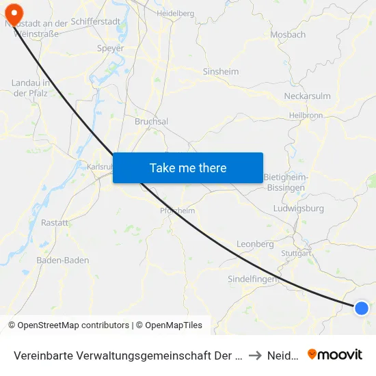 Vereinbarte Verwaltungsgemeinschaft Der Stadt Kirchheim Unter Teck to Neidenfels map