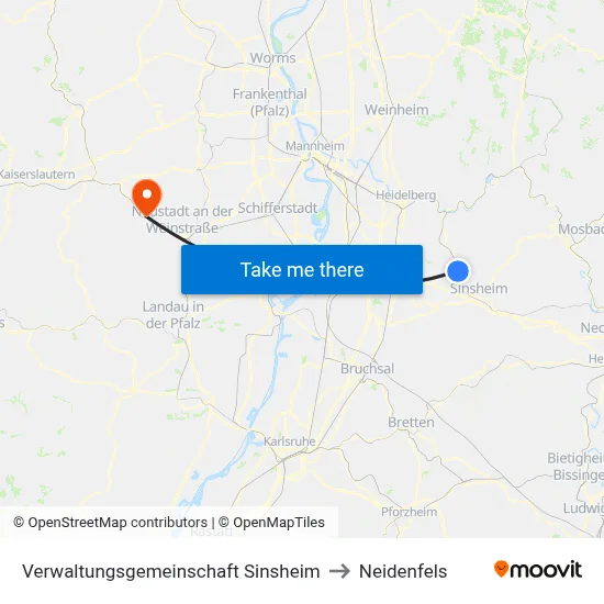 Verwaltungsgemeinschaft Sinsheim to Neidenfels map