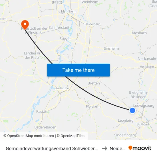 Gemeindeverwaltungsverband Schwieberdingen-Hemmingen to Neidenfels map