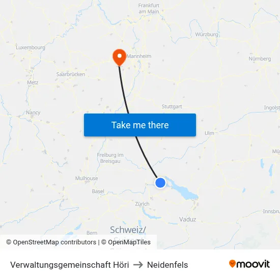 Verwaltungsgemeinschaft Höri to Neidenfels map