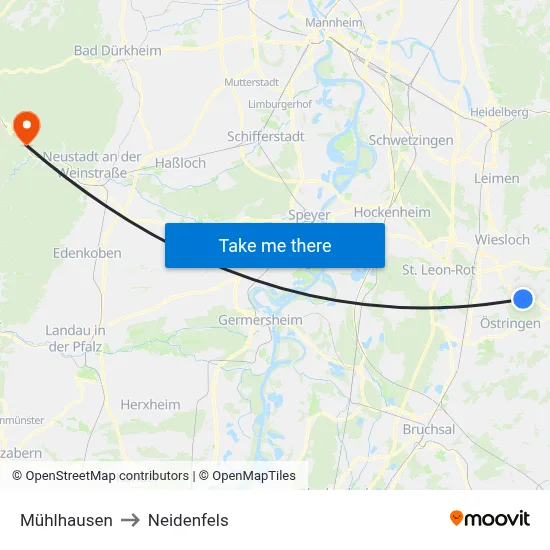 Mühlhausen to Neidenfels map