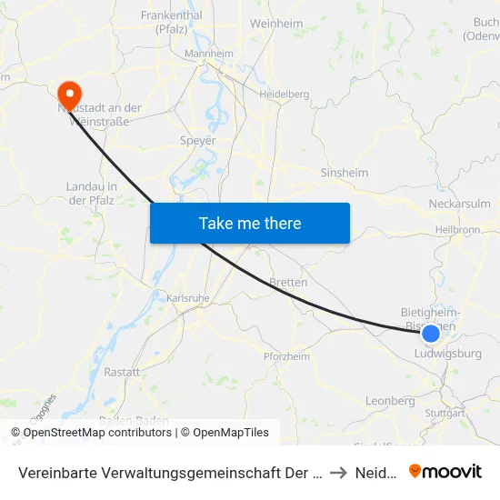 Vereinbarte Verwaltungsgemeinschaft Der Stadt Bietigheim-Bissingen to Neidenfels map