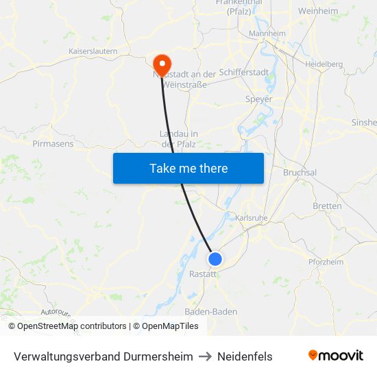 Verwaltungsverband Durmersheim to Neidenfels map