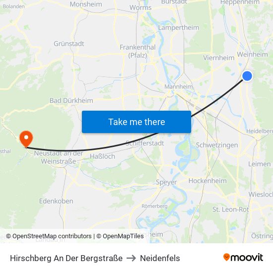 Hirschberg An Der Bergstraße to Neidenfels map