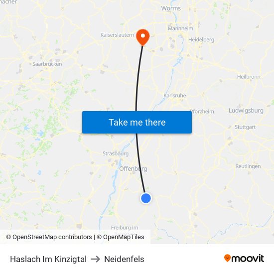 Haslach Im Kinzigtal to Neidenfels map