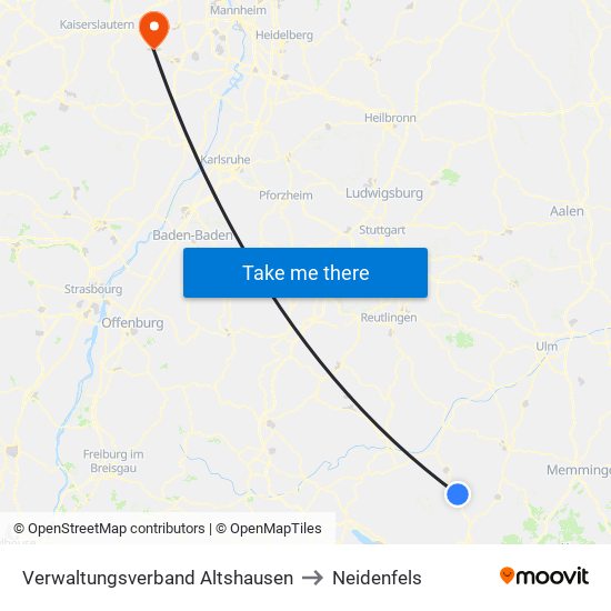 Verwaltungsverband Altshausen to Neidenfels map