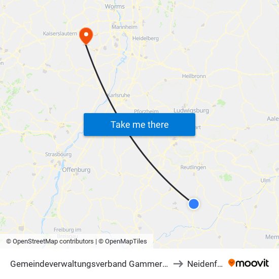 Gemeindeverwaltungsverband Gammertingen to Neidenfels map