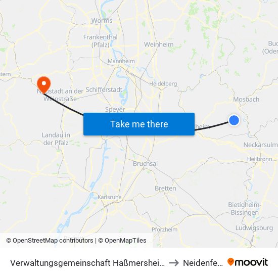 Verwaltungsgemeinschaft Haßmersheim to Neidenfels map