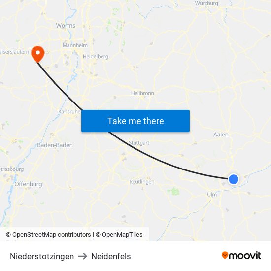 Niederstotzingen to Neidenfels map