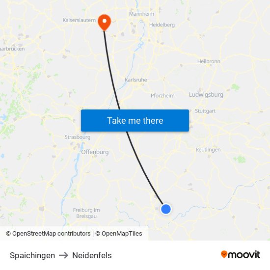 Spaichingen to Neidenfels map