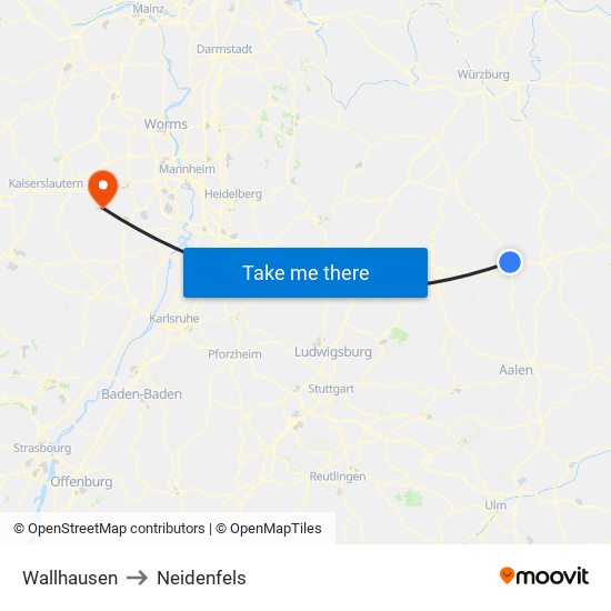 Wallhausen to Neidenfels map