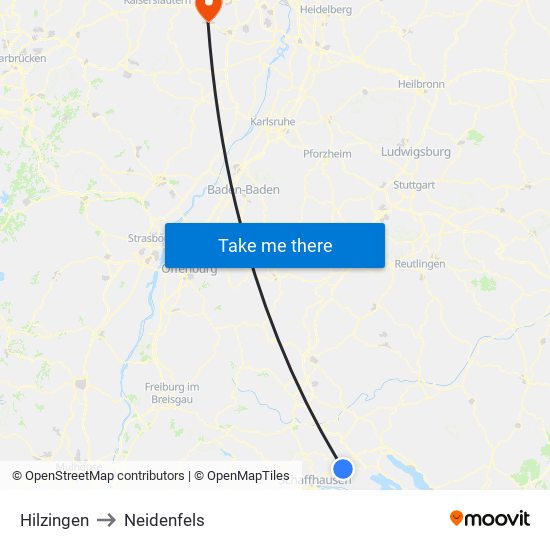 Hilzingen to Neidenfels map