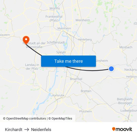 Kirchardt to Neidenfels map